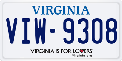 VA license plate VIW9308