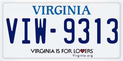 VA license plate VIW9313