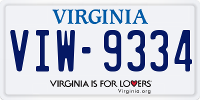 VA license plate VIW9334