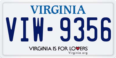 VA license plate VIW9356