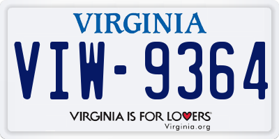 VA license plate VIW9364