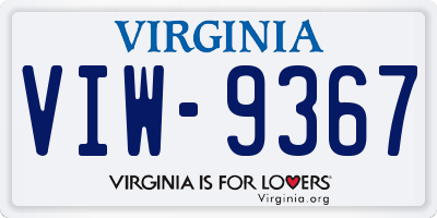VA license plate VIW9367