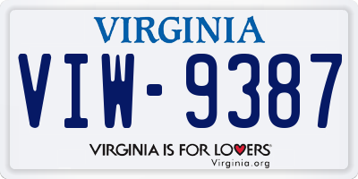 VA license plate VIW9387