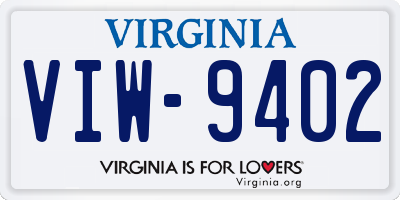 VA license plate VIW9402