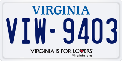 VA license plate VIW9403