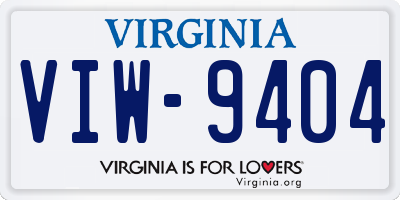 VA license plate VIW9404