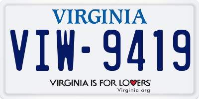 VA license plate VIW9419