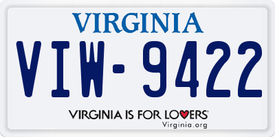 VA license plate VIW9422