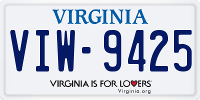 VA license plate VIW9425