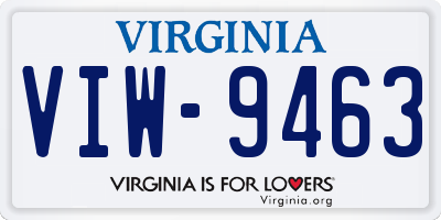 VA license plate VIW9463