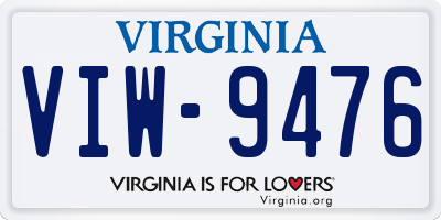 VA license plate VIW9476