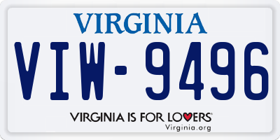 VA license plate VIW9496