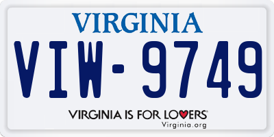 VA license plate VIW9749
