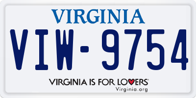 VA license plate VIW9754