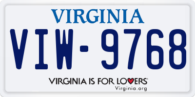 VA license plate VIW9768