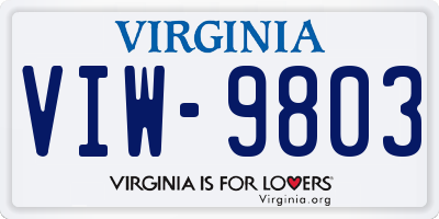VA license plate VIW9803