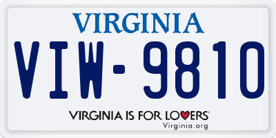 VA license plate VIW9810