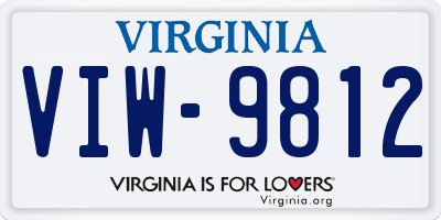 VA license plate VIW9812