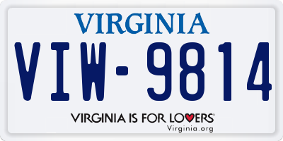 VA license plate VIW9814