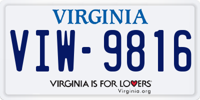 VA license plate VIW9816