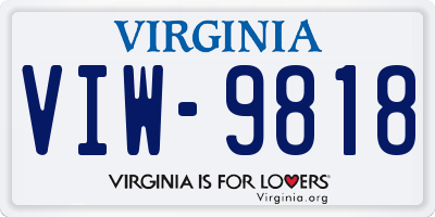 VA license plate VIW9818