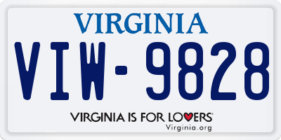 VA license plate VIW9828