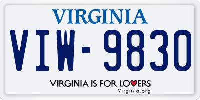 VA license plate VIW9830