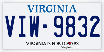 VA license plate VIW9832