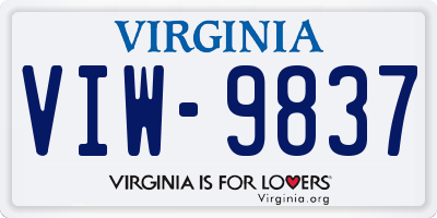 VA license plate VIW9837