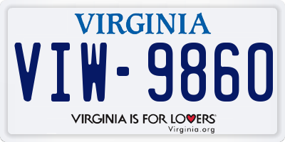 VA license plate VIW9860
