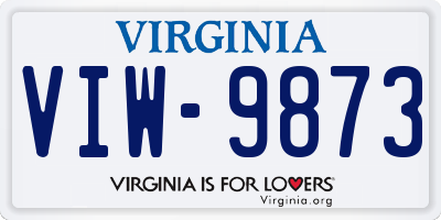 VA license plate VIW9873