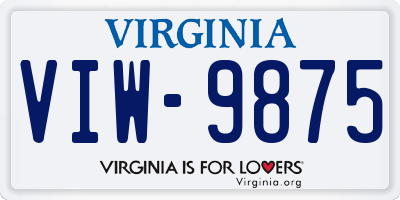 VA license plate VIW9875