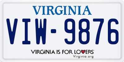 VA license plate VIW9876