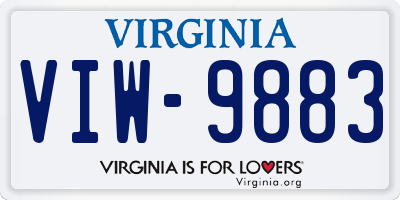 VA license plate VIW9883