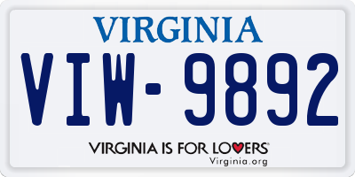 VA license plate VIW9892