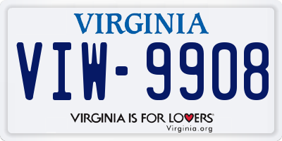 VA license plate VIW9908