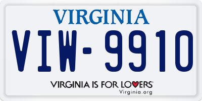 VA license plate VIW9910