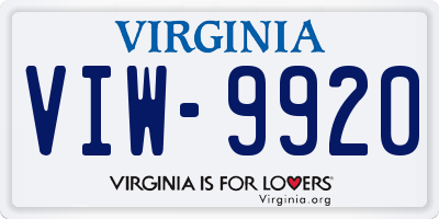 VA license plate VIW9920