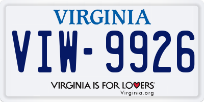 VA license plate VIW9926