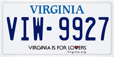 VA license plate VIW9927