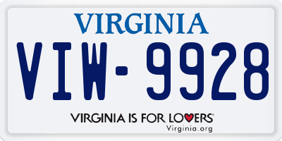 VA license plate VIW9928