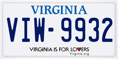 VA license plate VIW9932