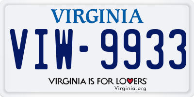 VA license plate VIW9933