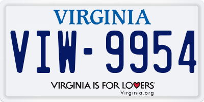 VA license plate VIW9954