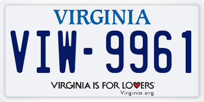 VA license plate VIW9961