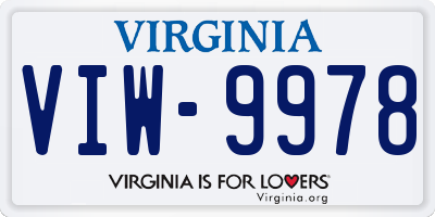 VA license plate VIW9978