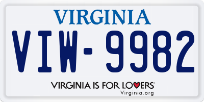 VA license plate VIW9982