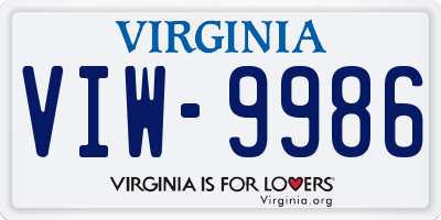 VA license plate VIW9986
