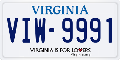 VA license plate VIW9991