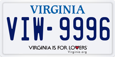 VA license plate VIW9996